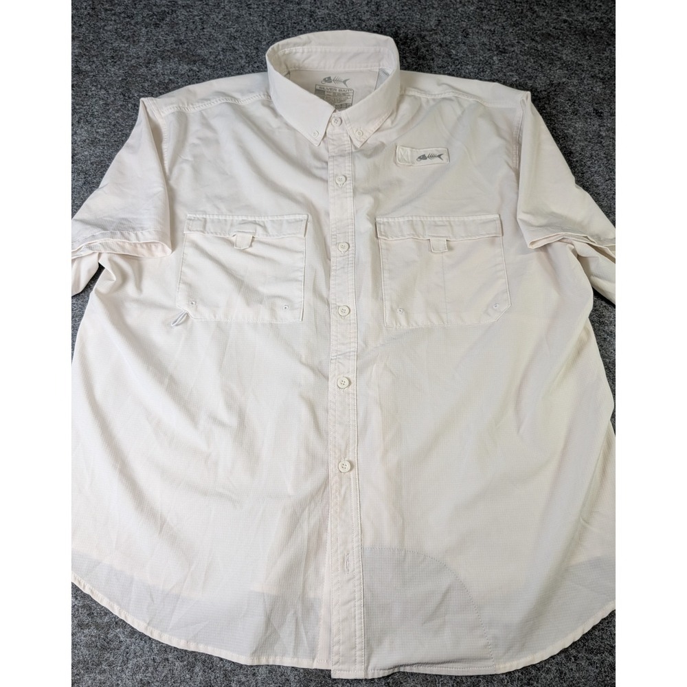 Silver Bait Men's XXL White Short Sleeve Vented Mesh Lined Fishing Shirt
